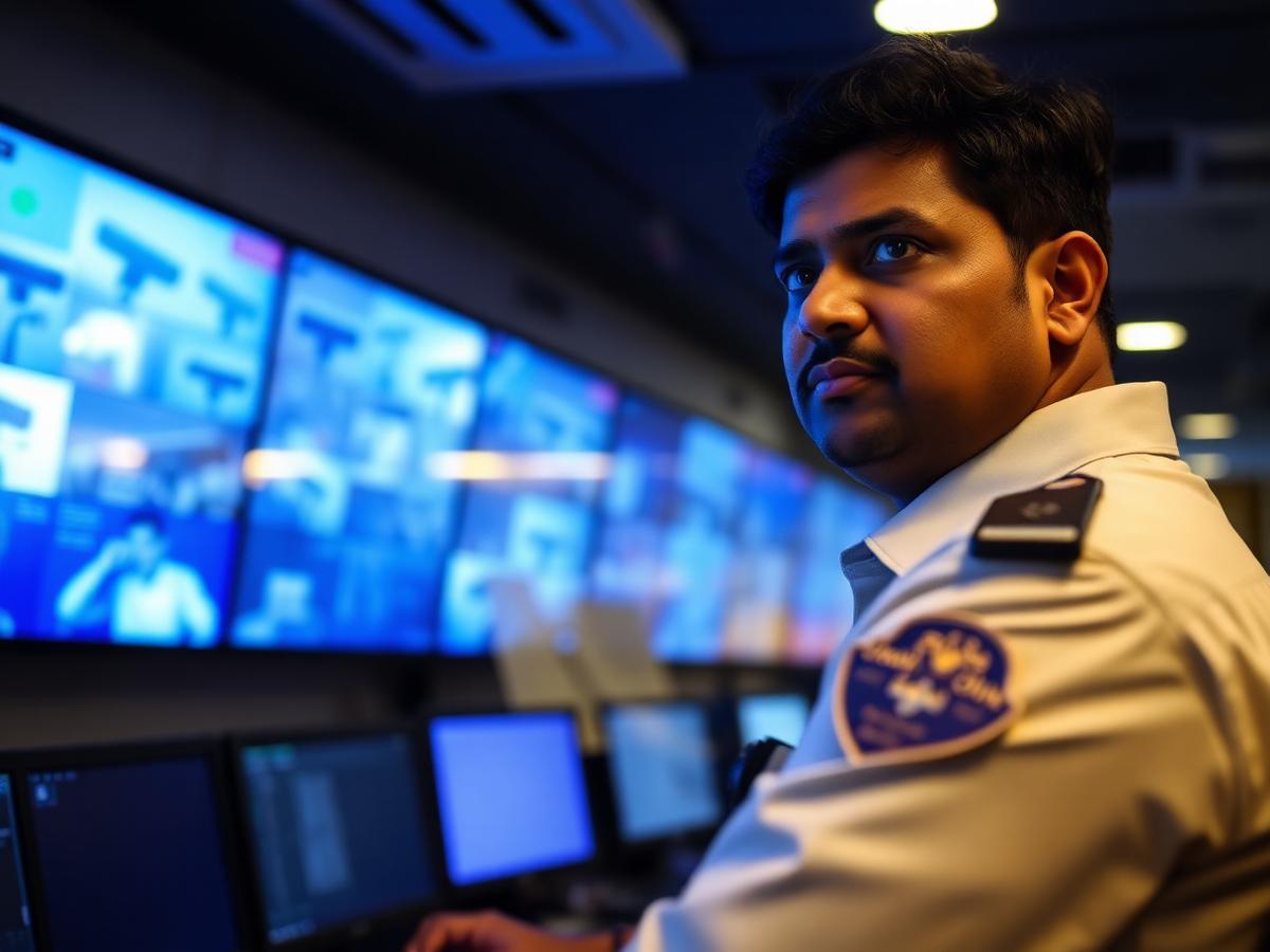 Supervisor monitoring CCTV